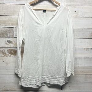 Patagonia Tunic Top Womens 10 White Organic Cotton V Neck‎ Long Sleeve